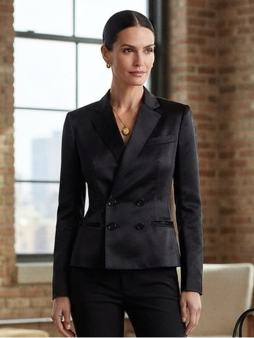 Vintage Ralph Lauren Purple Label Black Satin Blazer